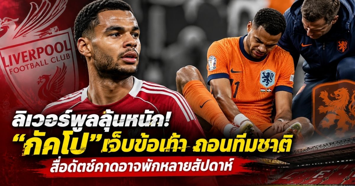 โคดี้ กัคโป ลิเวอร์พูล ได้รับบาดเจ็บข้อเท้าระหว่างรับใช้ทีมชาติเนเธอร์แลนด์